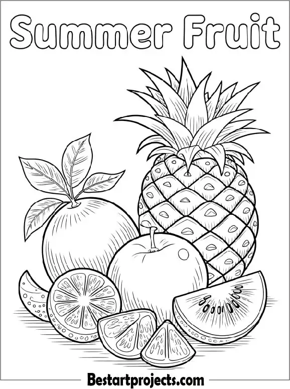 Summer Fruit Coloring Page