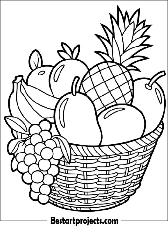 Summer Fruits Basket Coloring Page