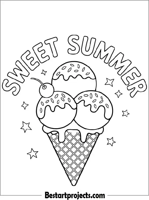 Summer Ice Cream Coloring Page