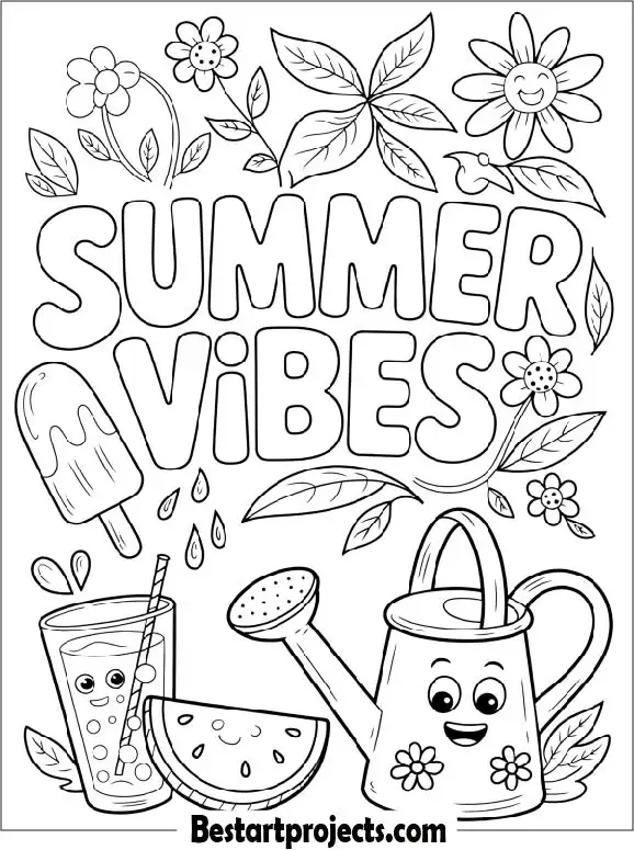 Summer Vibes Coloring Page