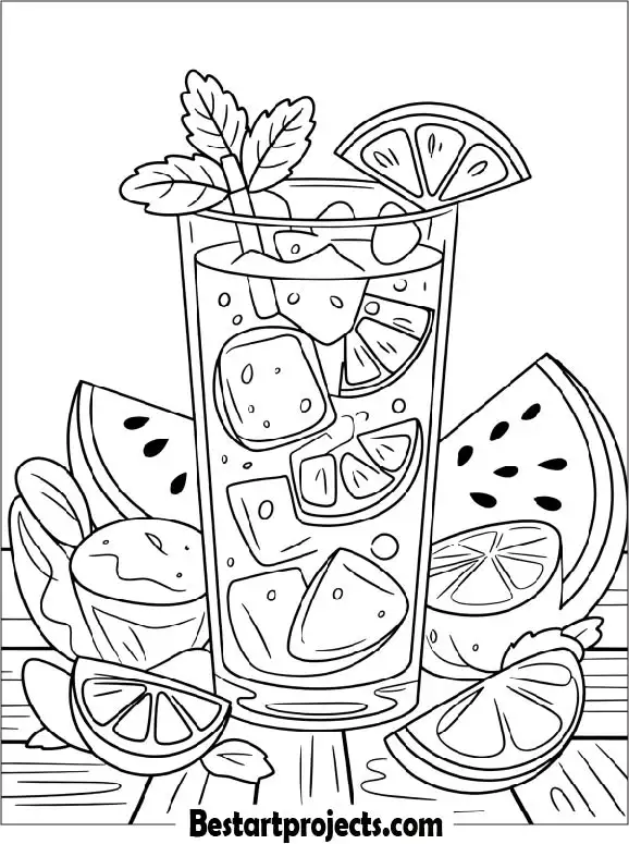 Summer Watermelon Limeade Coloring page