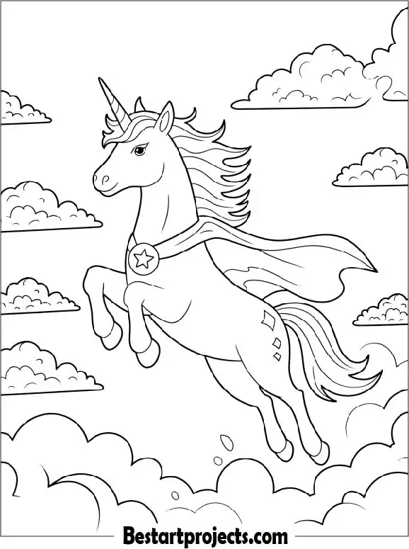 Superhero Unicorn Coloring Page