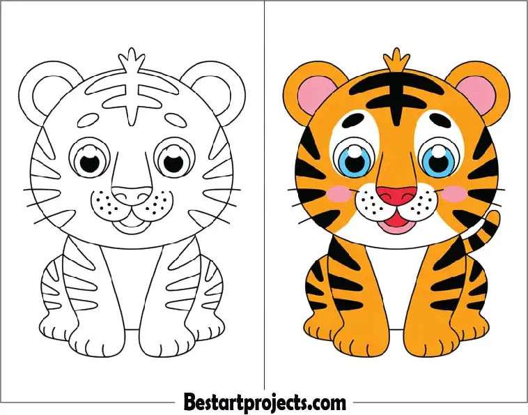 Tiger Coloring Worksheet for Kids 1