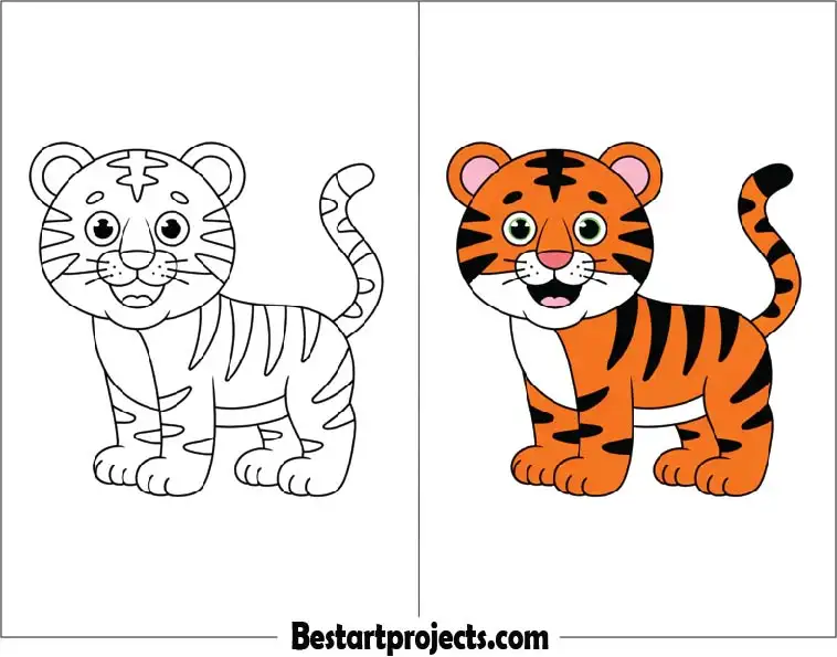 Tiger Coloring Worksheet for Kids 2