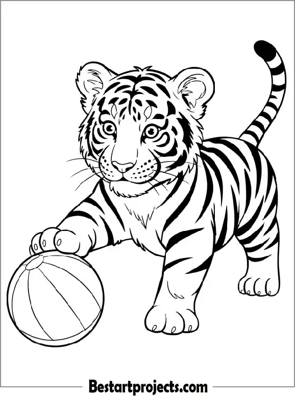 Tiger Cub Playing with a Ball