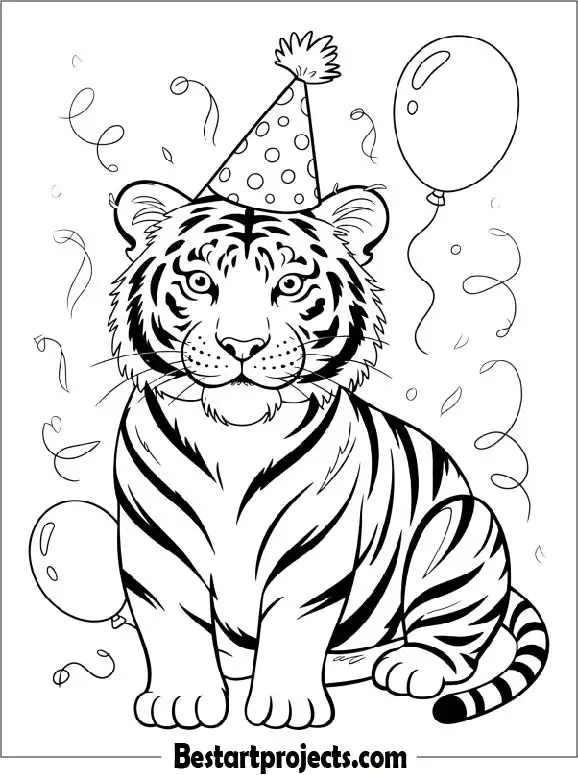 Tiger with a Birthday Hat