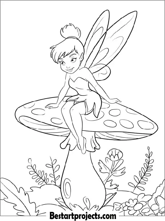 Tinkerbell Sitting On Mushroom