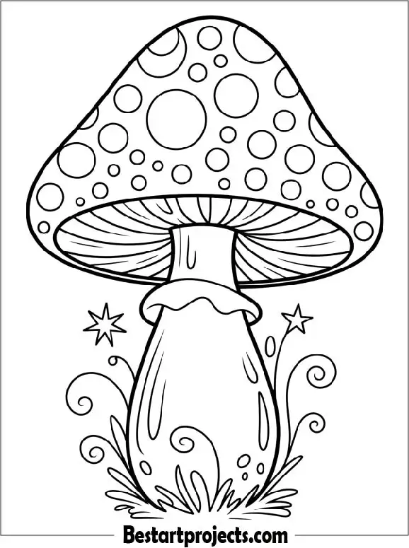 Trippy Mushroom Coloring Page