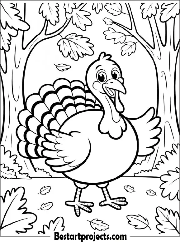 Turkey Walking Through an Autumn Forest