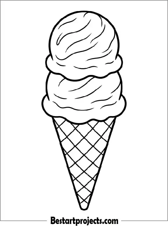Two-Scoop Ice Cream Cone Coloring Page
