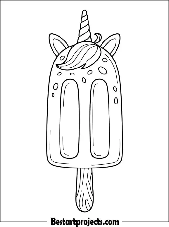 Unicorn Popsicle Coloring Sheet