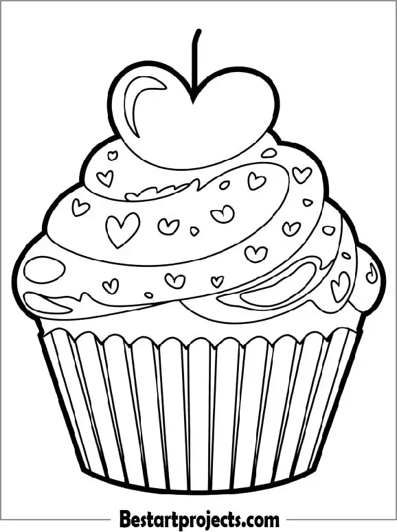 Valentine's Day Cupcake Coloring Sheet