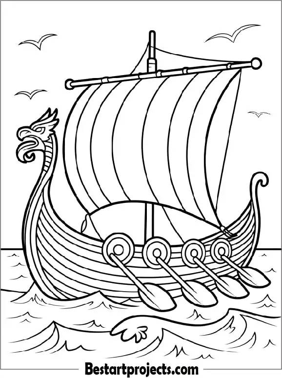 Viking Longship Coloring Page