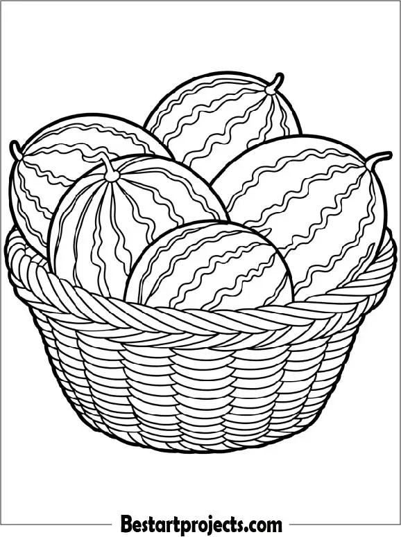 Watermelon Basket Coloring Sheet