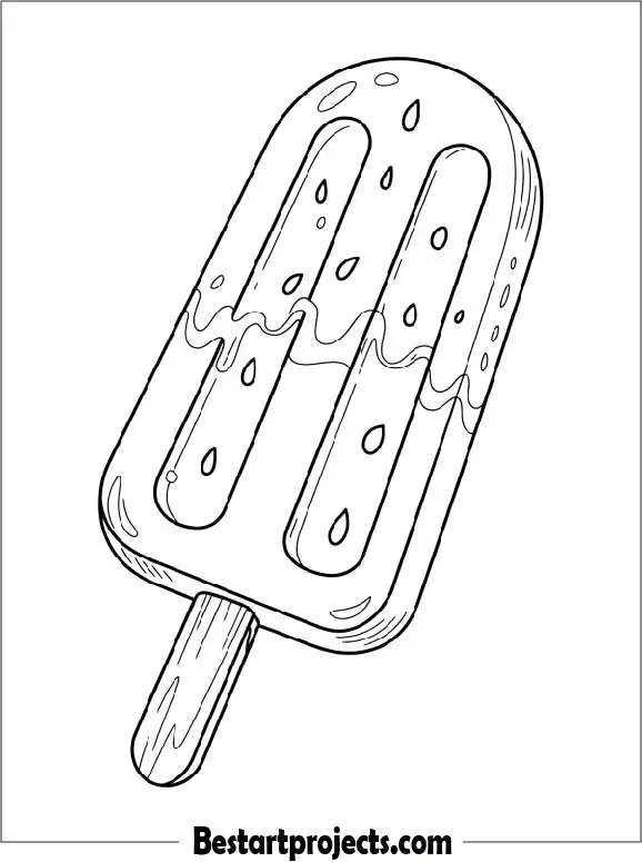 Watermelon Popsicle Coloring Page for Kids