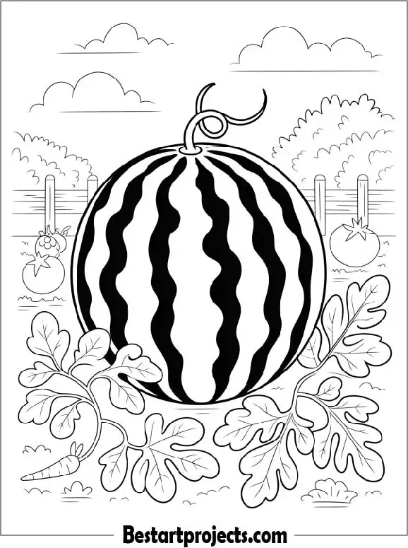 Watermelon in a Garden Setting