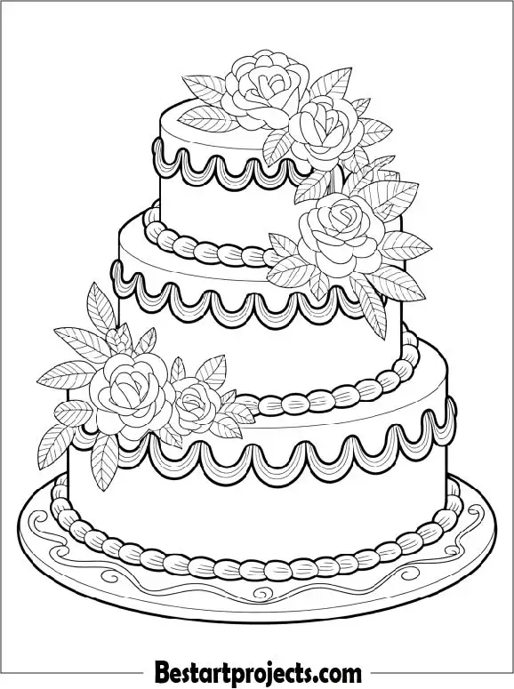 Wedding Cake Coloring Page