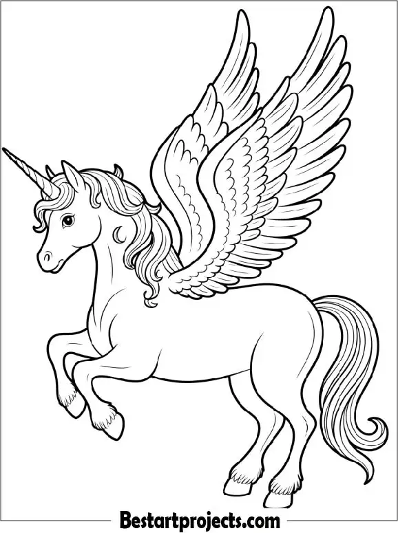 Winged Unicorn Coloring Page