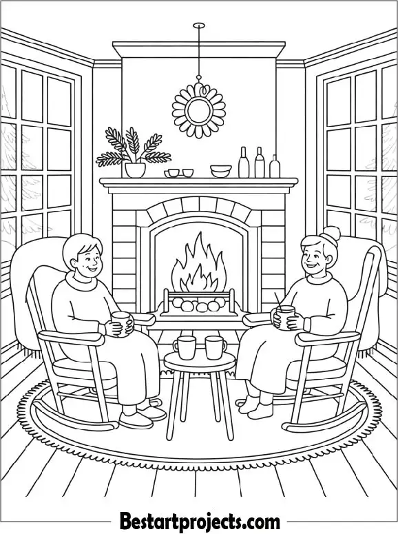 Winter Coloring Page for Adults