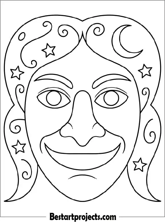 Witch Mask Coloring Sheet