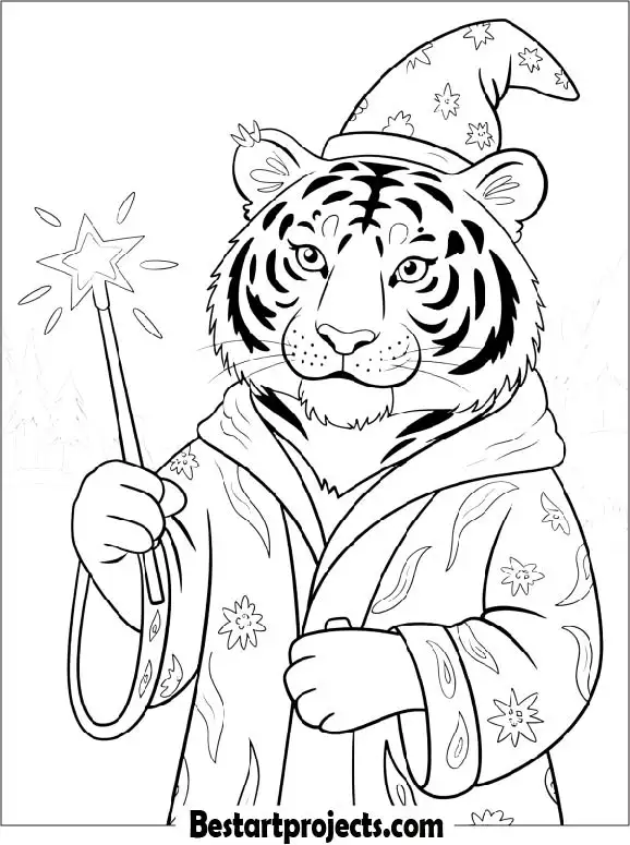 Wizard Tiger with a Magic Wand