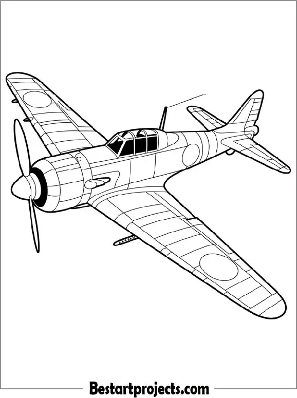 World War II Fighter Plane Coloring Page