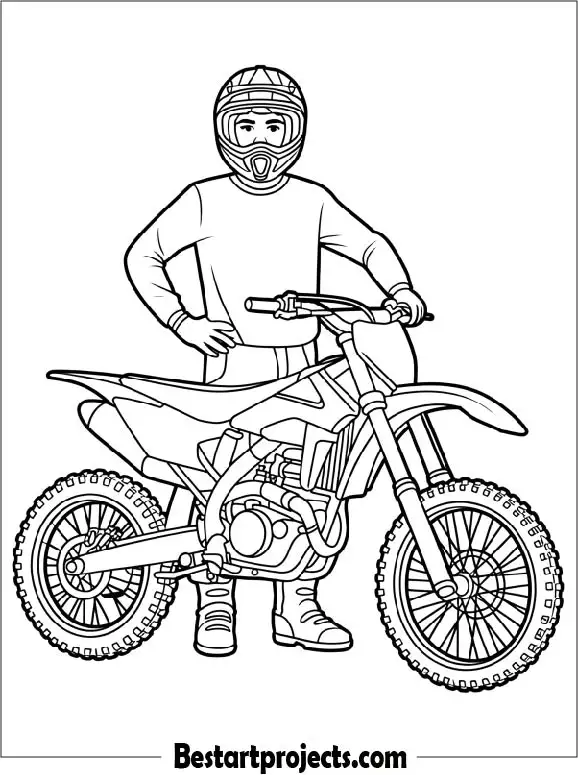 Young Boy With Dirt Bike Coloring Sheet